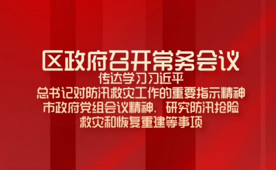 区政府常务会议解读：传达学习习近平 总书记对防汛救灾工作的重要指示精神 市政府党组会议精神 研究防汛抢险 救灾和恢复重建等事项